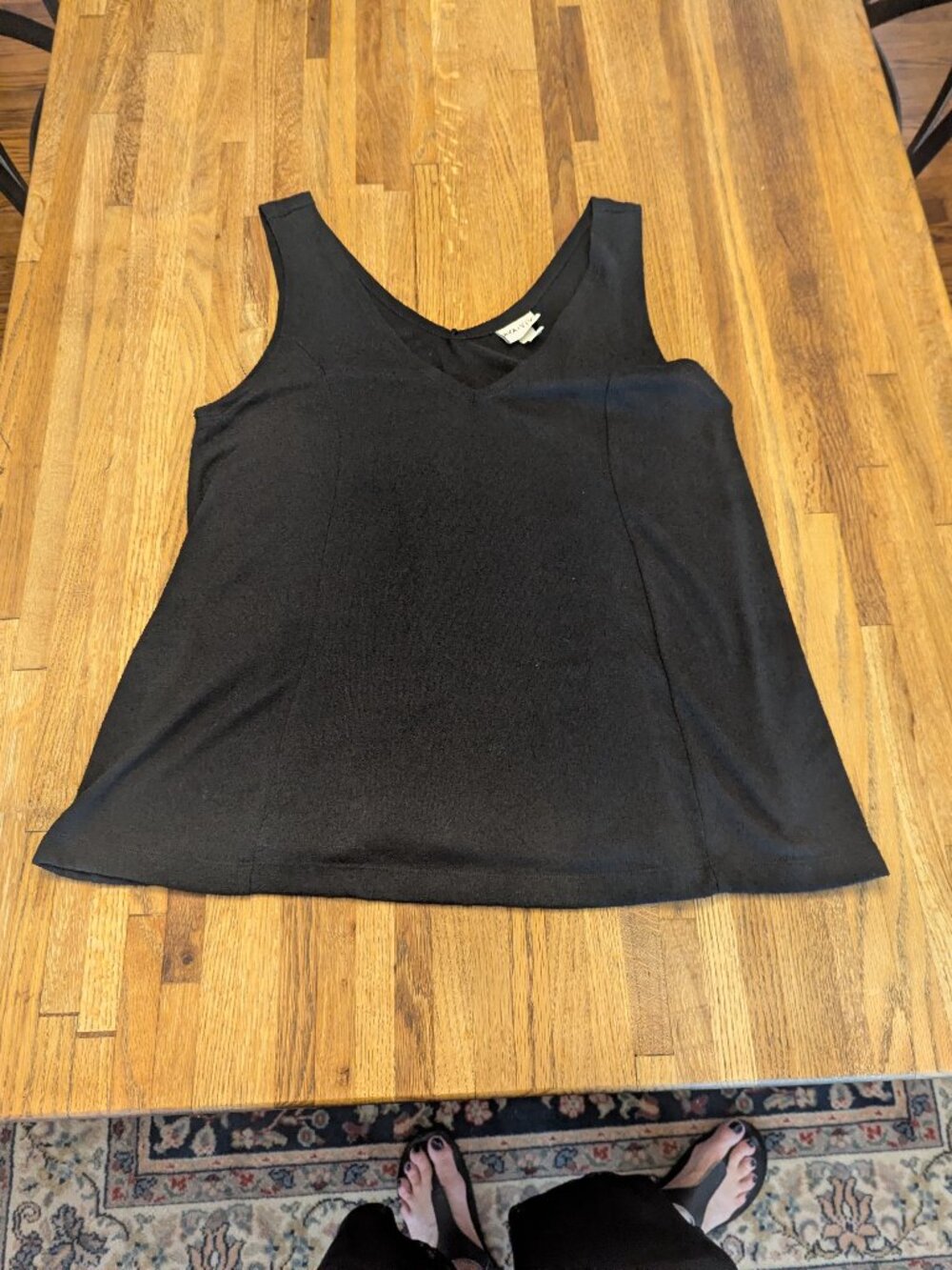 Ava and Viv XXL Black Crepe V Neck Tank Tunic Top